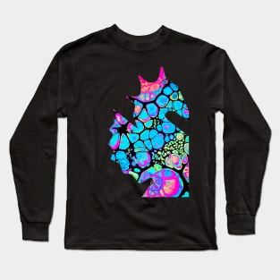 Acrylic Paint Pour "Fancy Seahorse" Long Sleeve T-Shirt